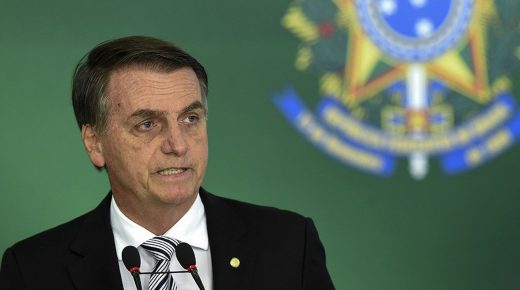 Brazilian president-elect Jair Bolsonaro delivers a joint press conference with Brazilian President Michel Temer (out of frame) after a meeting in Brasilia on November 7, 2018. (Photo by EVARISTO SA / AFP)